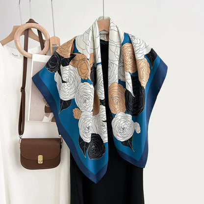 High-profile High-grade Korean Color Matching Floral Printed Scarf